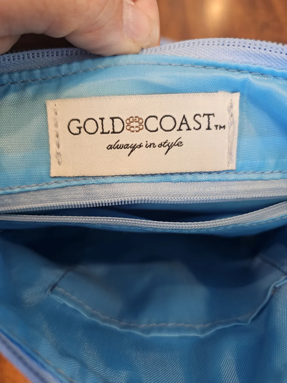 Gold Coast Light Baby Blue Perforated Crossbody Shoulder Bag